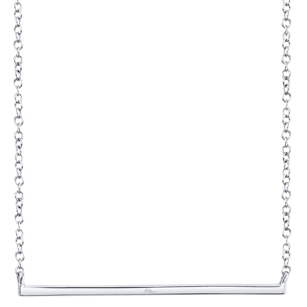 0.08Ct 14K W/G Diamond Bar Necklace