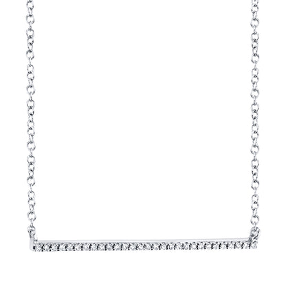 0.08Ct 14K W/G Diamond Bar Necklace