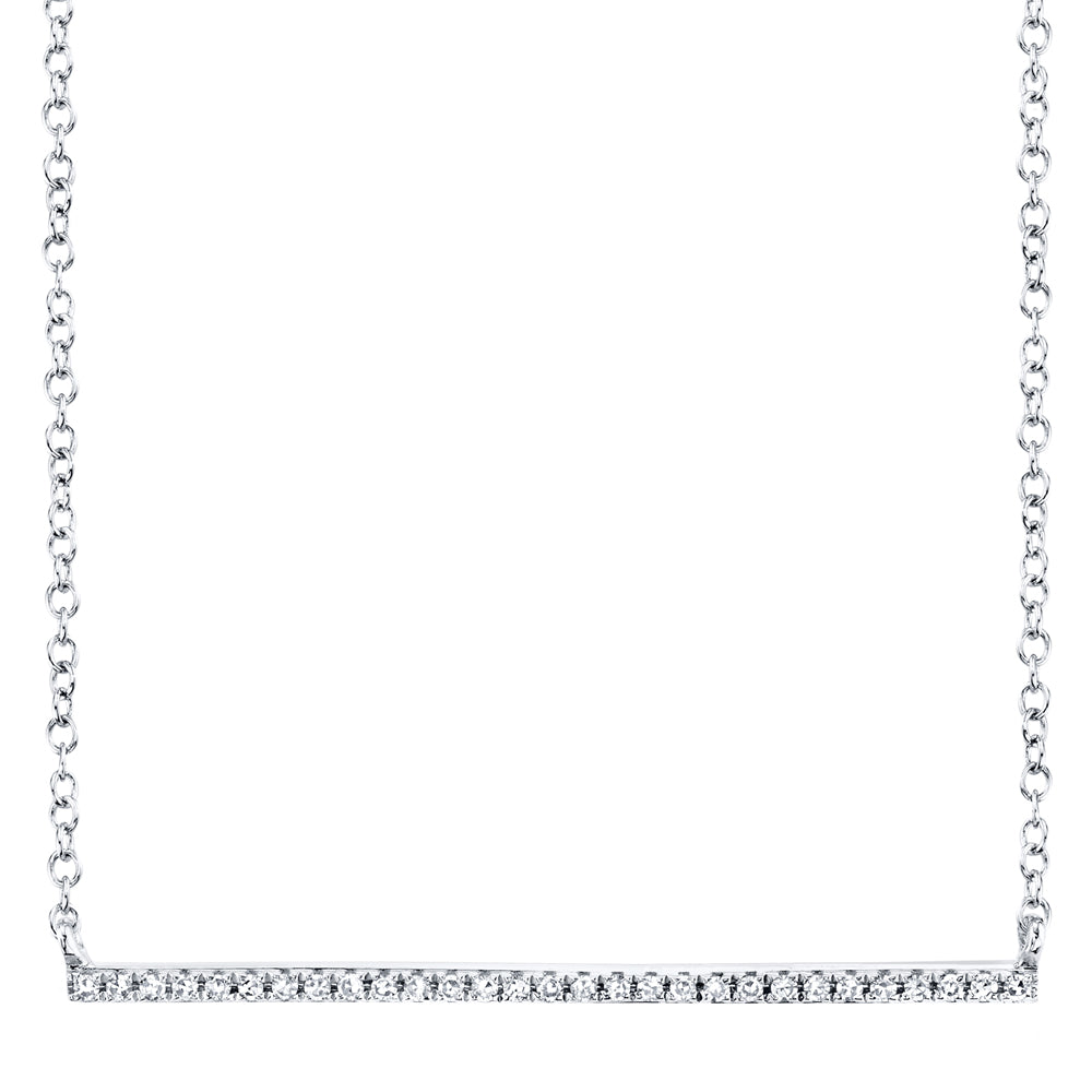0.08Ct 14K W/G Diamond Bar Necklace