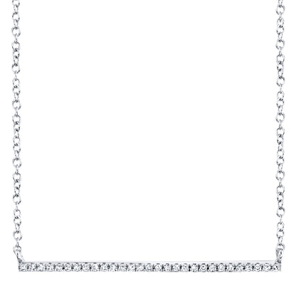 0.08Ct 14K W/G Diamond Bar Necklace