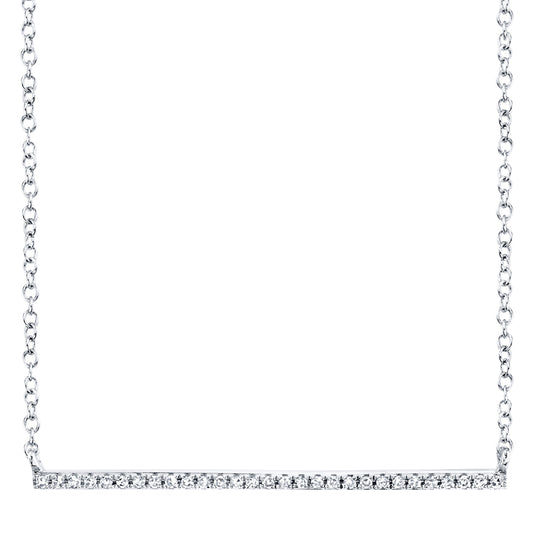0.08Ct 14K W/G Diamond Bar Necklace