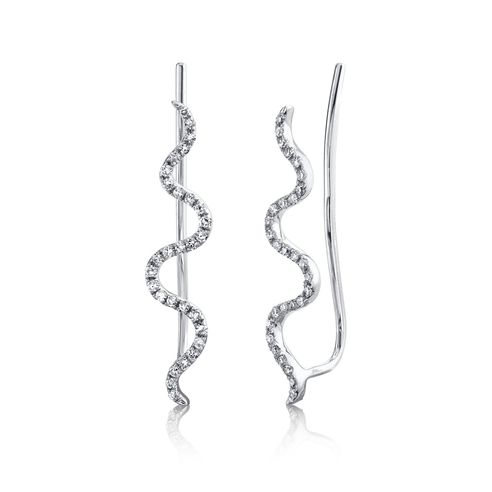 0.15Ct 14K W/G Diamond Ear Crawler Earring