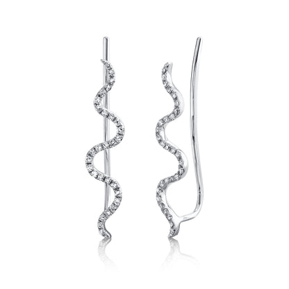 0.15Ct 14K W/G Diamond Ear Crawler Earring