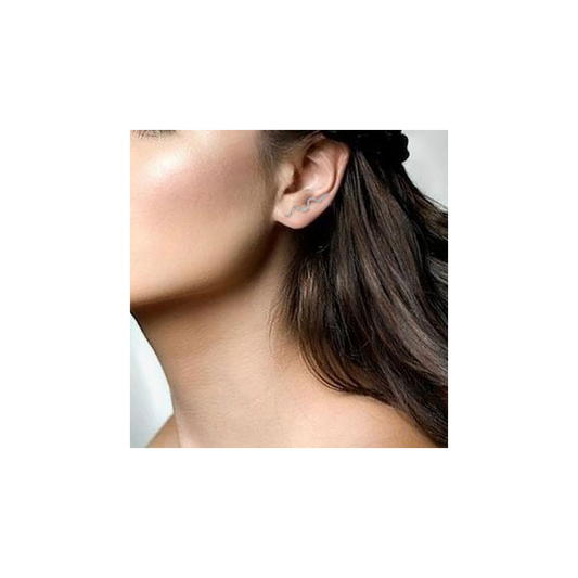 0.15Ct 14K W/G Diamond Ear Crawler Earring