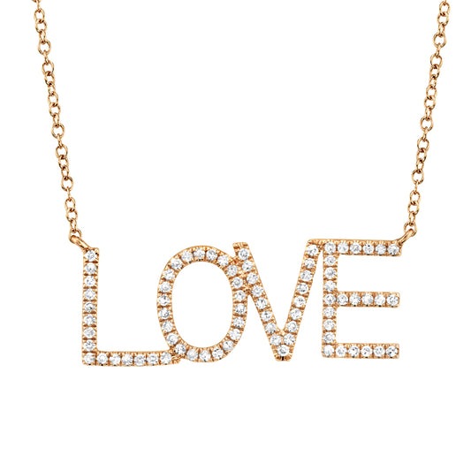 0.21Ct 14K R/G Diamond "Love" Necklace