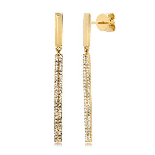 0.28Ct 14K Y/G Diamond Bar Earring