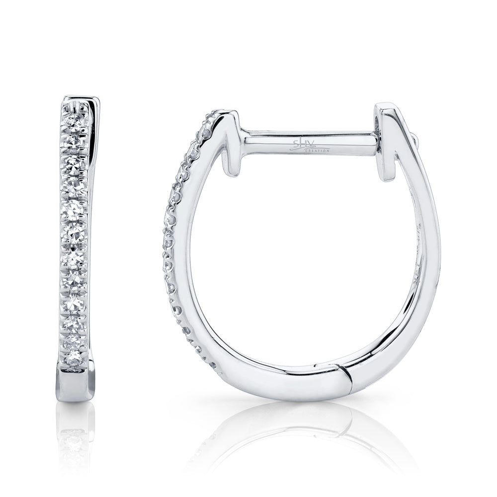 0.08Ct 14K W/G Diamond Huggie Earring
