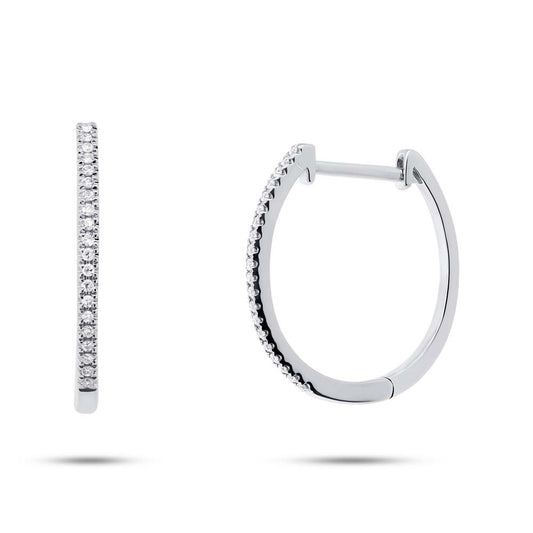 0.11Ct 14K W/G Diamond Oval Hoop Earring