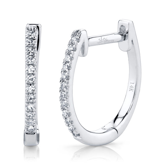 0.08Ct 14K W/G Diamond Huggie Earring