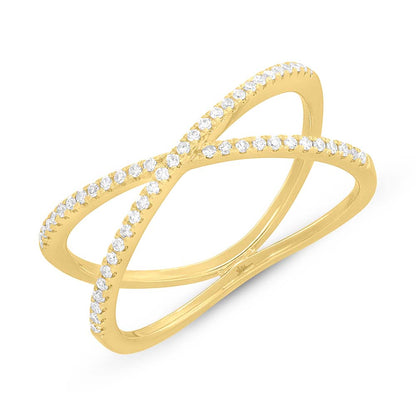 0.16Ct 14K Y/G Diamond Lady's "X" Ring