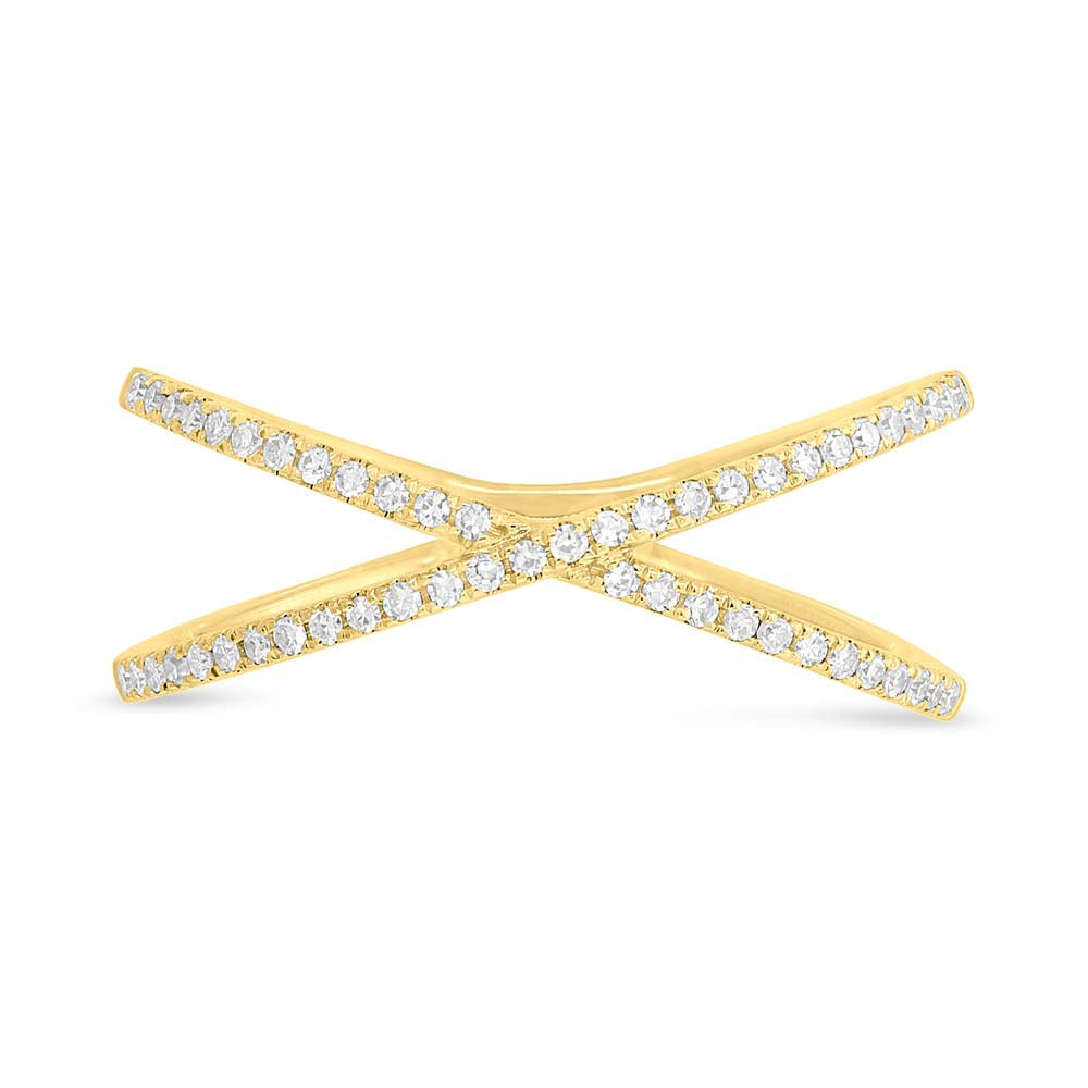 0.16Ct 14K Y/G Diamond Lady's "X" Ring