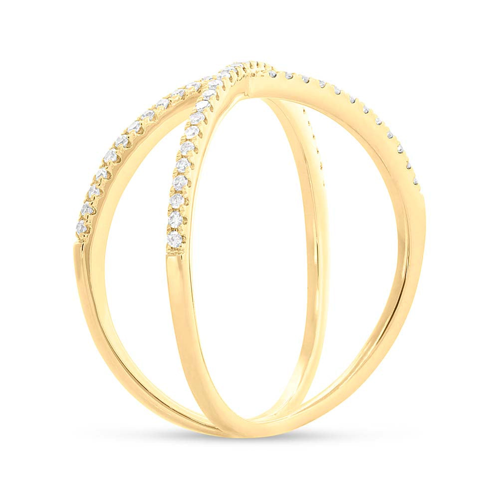 0.16Ct 14K Y/G Diamond Lady's "X" Ring