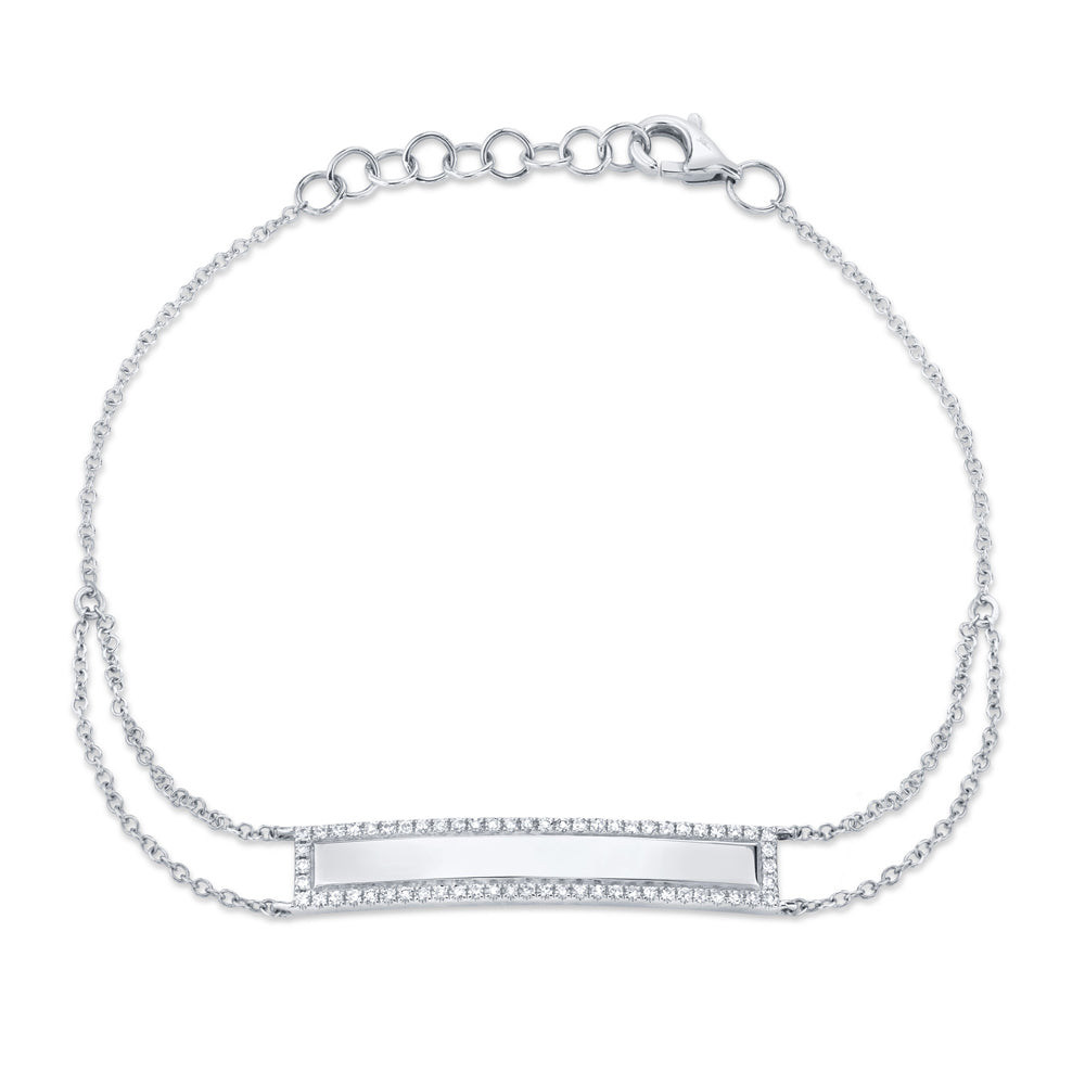 0.20Ct 14K W/G Diamond Bar Id Bracelet