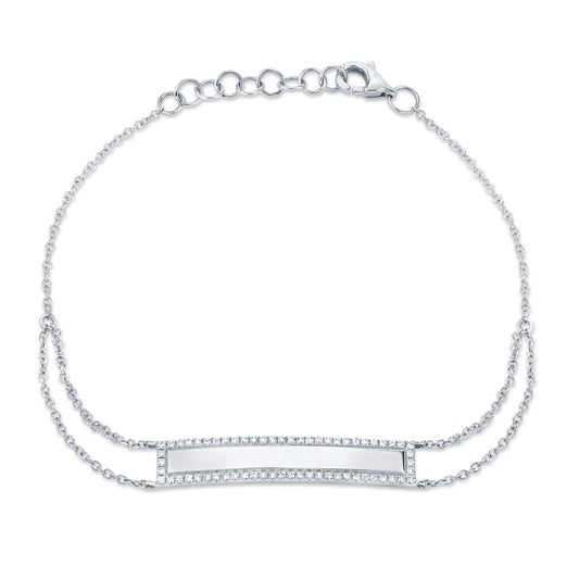 0.20Ct 14K W/G Diamond Bar Id Bracelet
