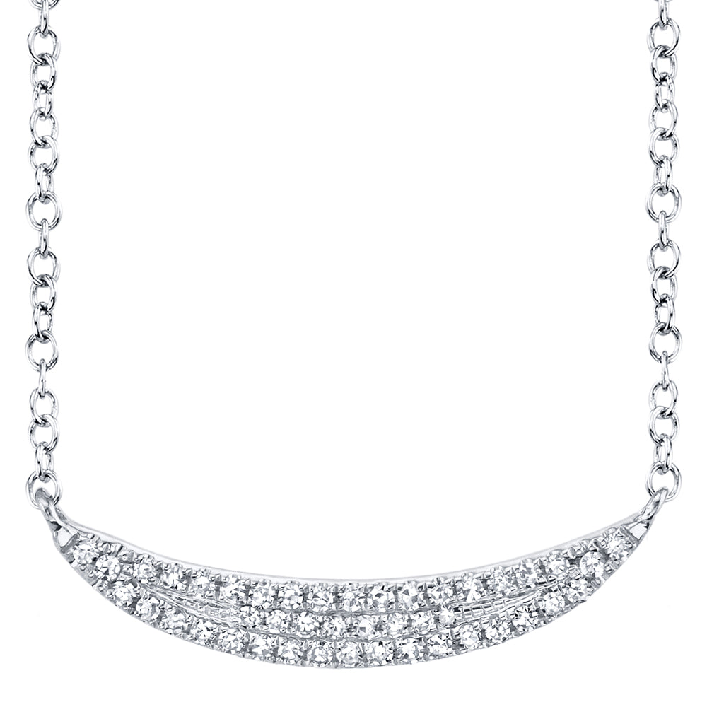 0.11Ct 14K W/G Diamond Pave Crescent Necklace