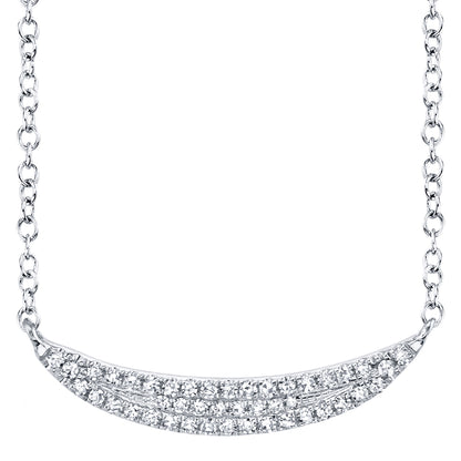 0.11Ct 14K W/G Diamond Pave Crescent Necklace
