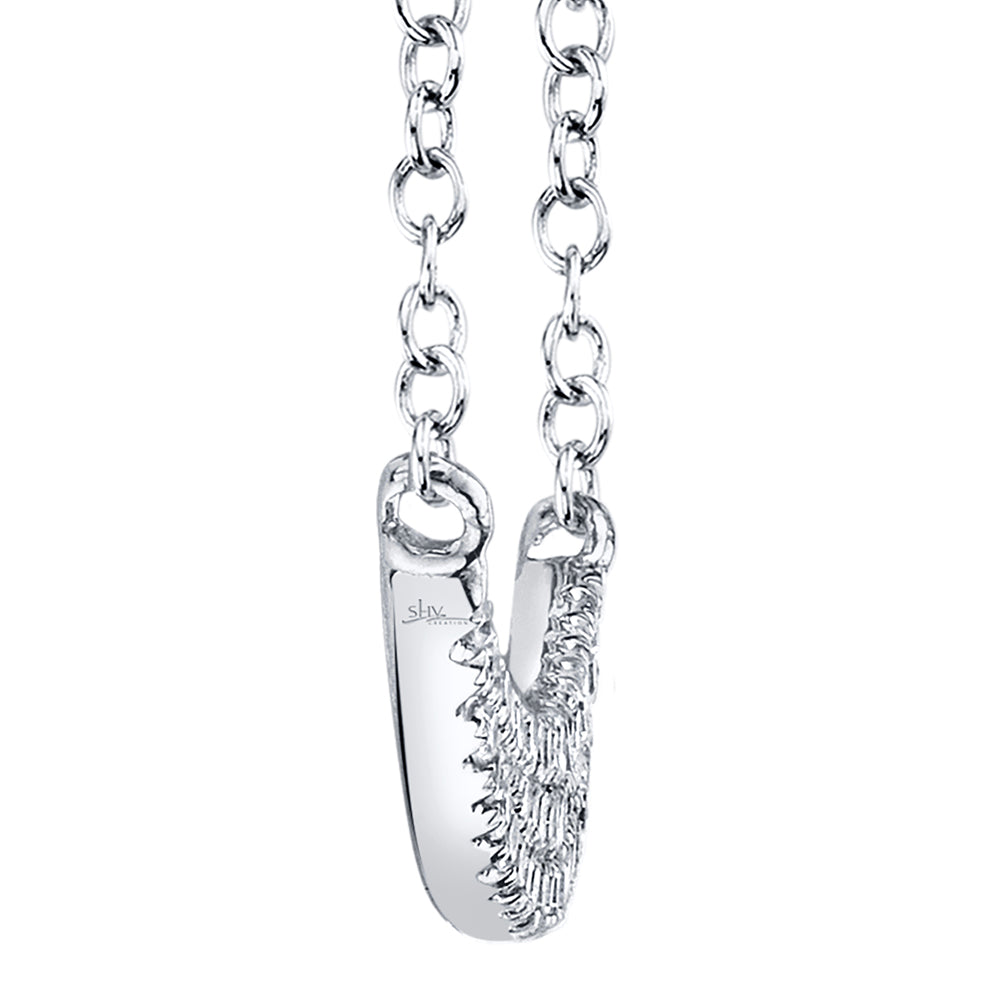 0.11Ct 14K W/G Diamond Pave Crescent Necklace