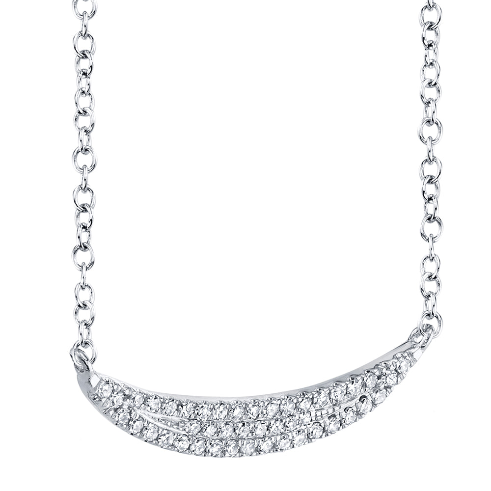 0.11Ct 14K W/G Diamond Pave Crescent Necklace