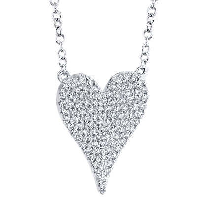 0.21Ct 14K W/G Diamond Pave Heart Necklace