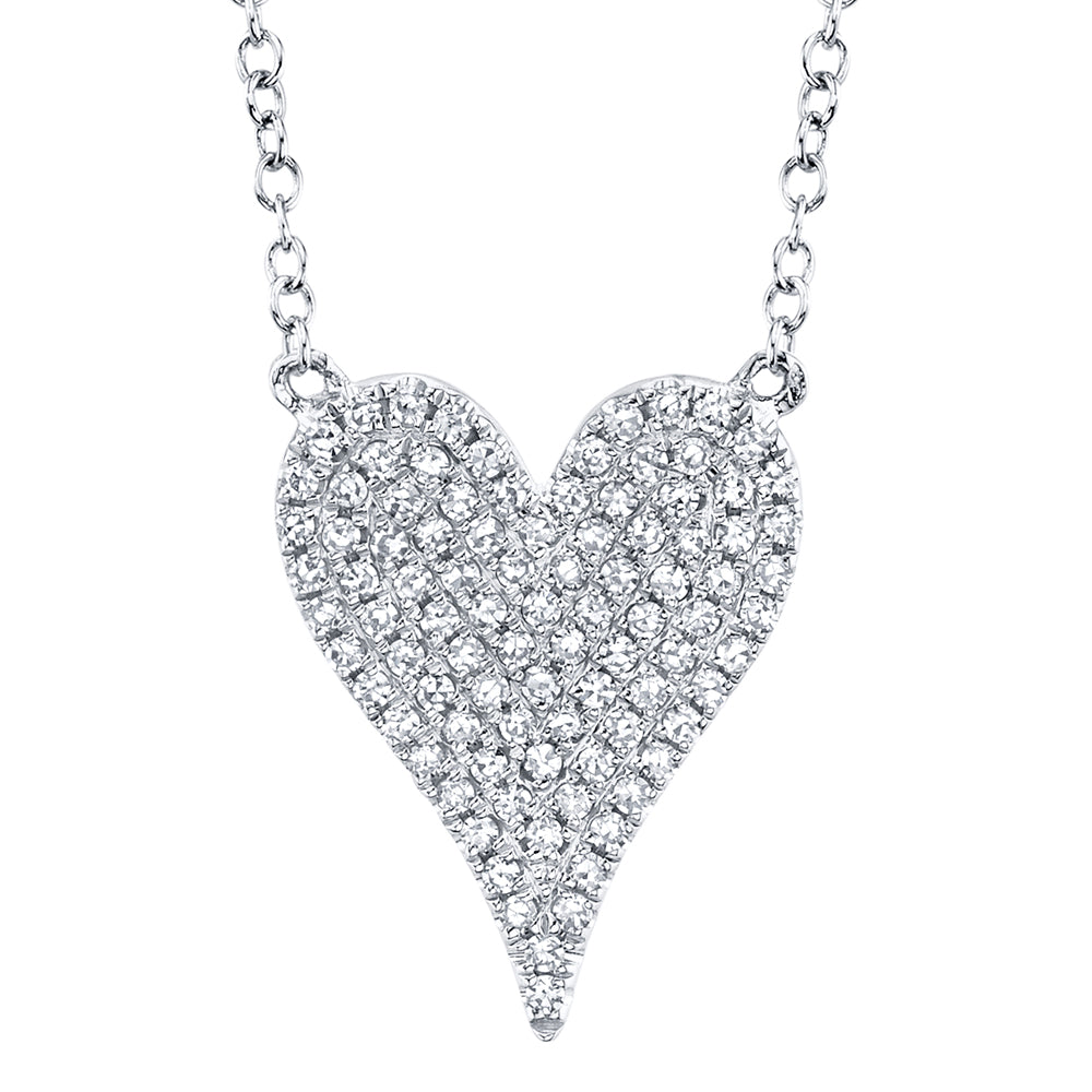 0.21Ct 14K W/G Diamond Pave Heart Necklace