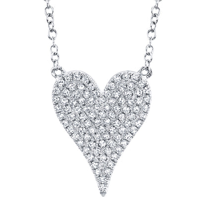 0.21Ct 14K W/G Diamond Pave Heart Necklace