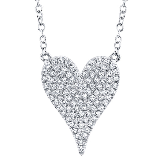 0.21Ct 14K W/G Diamond Pave Heart Necklace