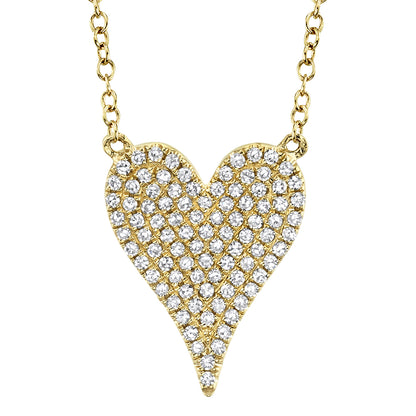 0.21Ct 14K Y/G Diamond Pave Heart Necklace