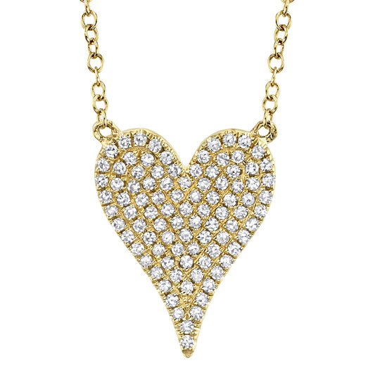 0.21Ct 14K Y/G Diamond Pave Heart Necklace