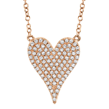 0.21Ct 14K R/G Diamond Pave Heart Necklace