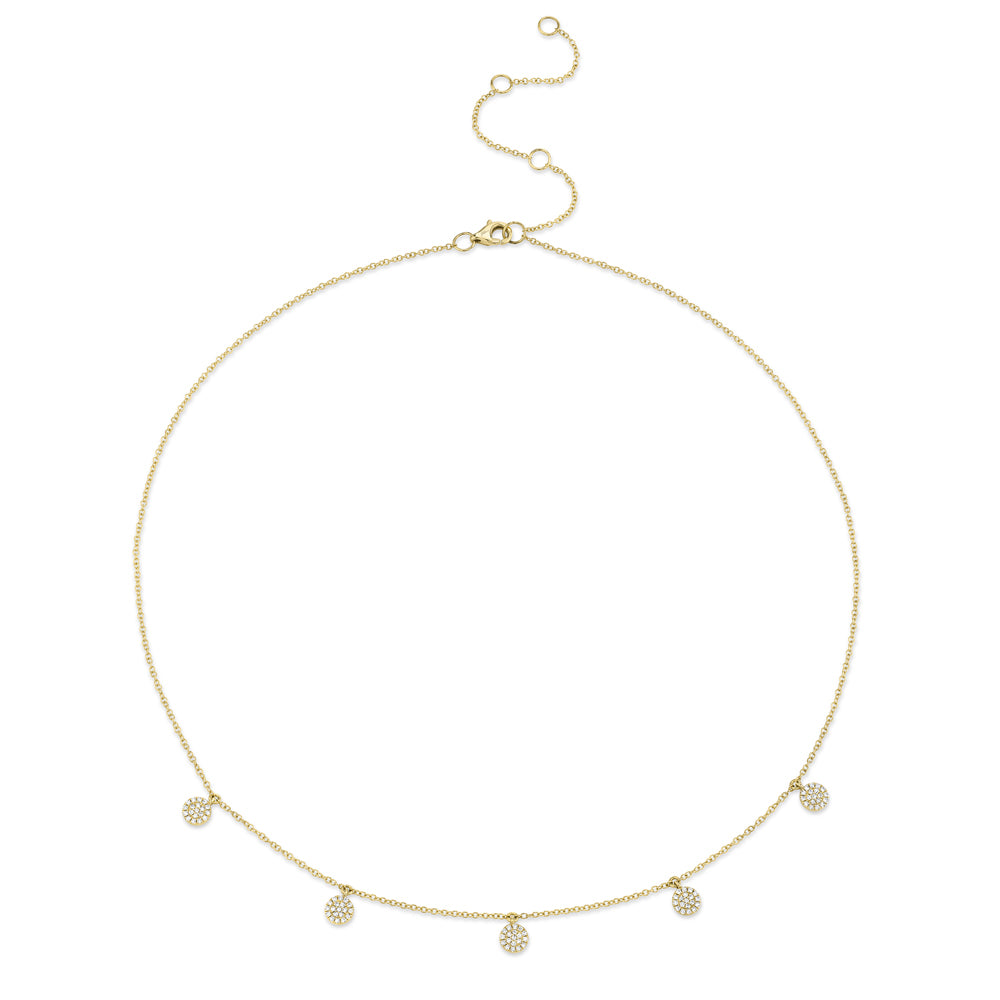 0.22Ct 14K Y/G Diamond Pave Circle Necklace