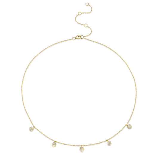 0.22Ct 14K Y/G Diamond Pave Circle Necklace