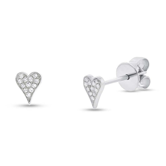 0.05Ct 14K W/G Diamond Pave Heart Earring