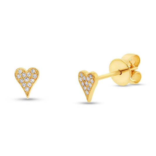 0.05Ct 14K Y/G Diamond Pave Heart Earring