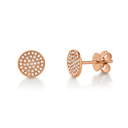 0.17Ct 14K R/G Diamond Pave Stud Earring