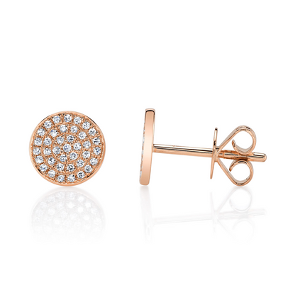 0.17Ct 14K R/G Diamond Pave Stud Earring
