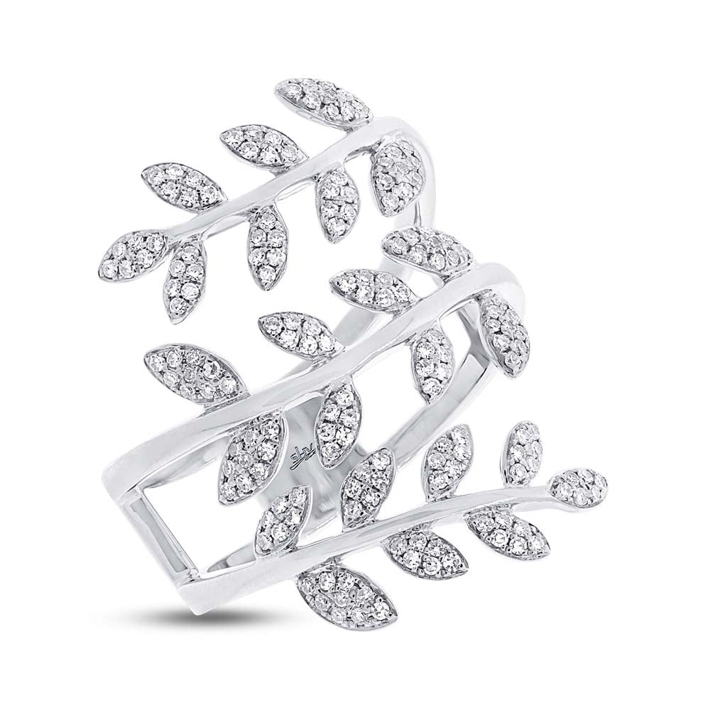 0.34Ct 14K W/G Diamond Leaf Ring