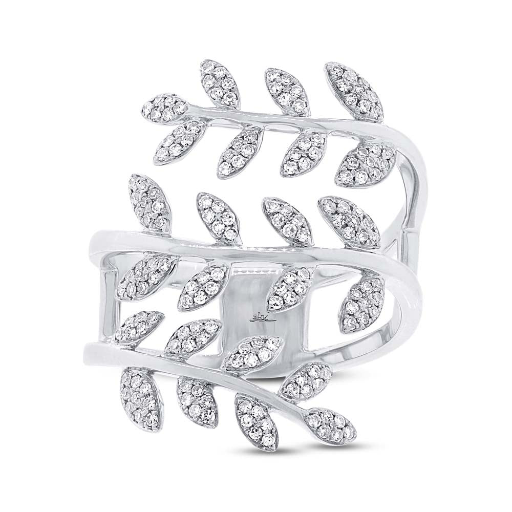0.34Ct 14K W/G Diamond Leaf Ring