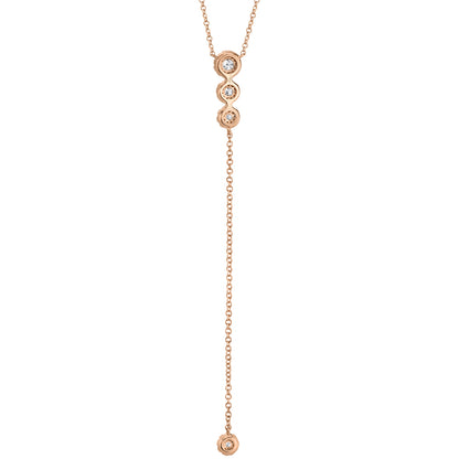 0.29Ct 14K R/G Diamond Lariat Necklace