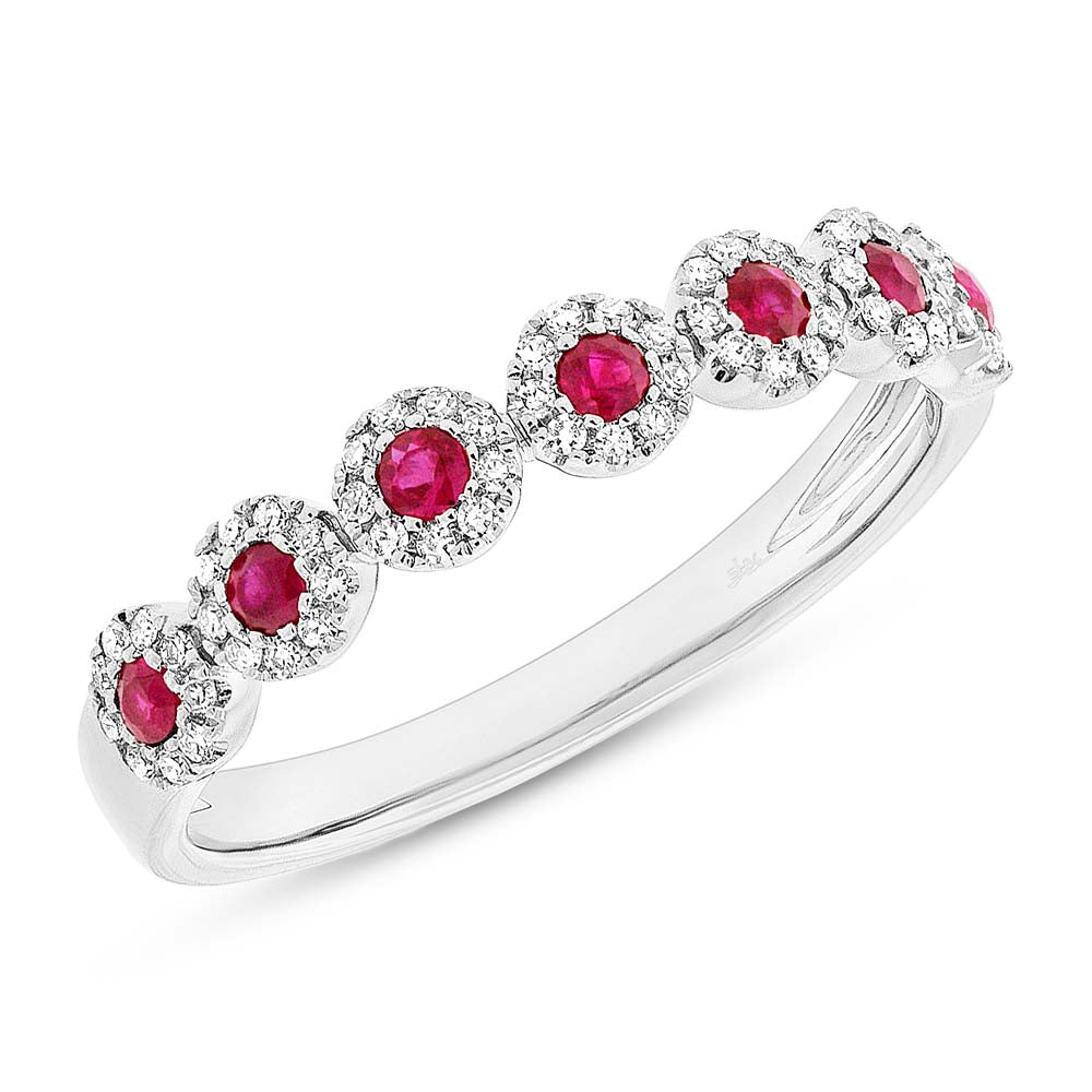 0.16Ct Diamond & 0.24Ct Ruby 14K W/G Lady's Band