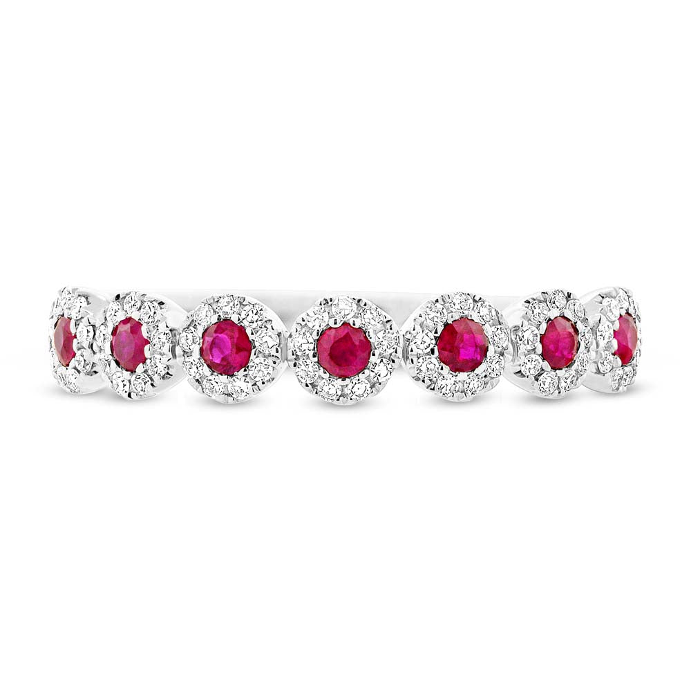 0.16Ct Diamond & 0.24Ct Ruby 14K W/G Lady's Band