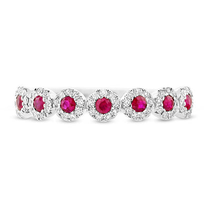 0.16Ct Diamond & 0.24Ct Ruby 14K W/G Lady's Band