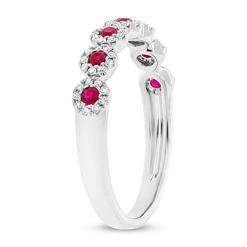 0.16Ct Diamond & 0.24Ct Ruby 14K W/G Lady's Band