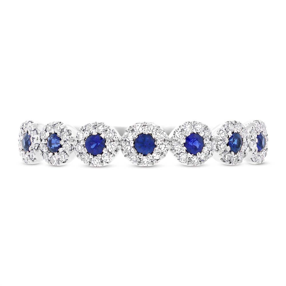 0.16Ct Diamond & 0.20Ct Blue Sapphire 14K W/G Lady's Band