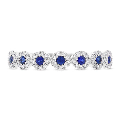 0.16Ct Diamond & 0.20Ct Blue Sapphire 14K W/G Lady's Band