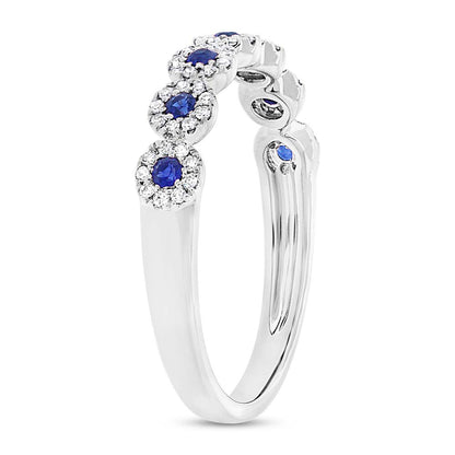 0.16Ct Diamond & 0.20Ct Blue Sapphire 14K W/G Lady's Band