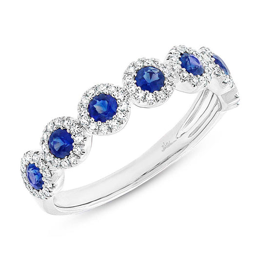 0.26Ct Diamond & 0.70Ct Blue Sapphire 14K W/G Lady's Band