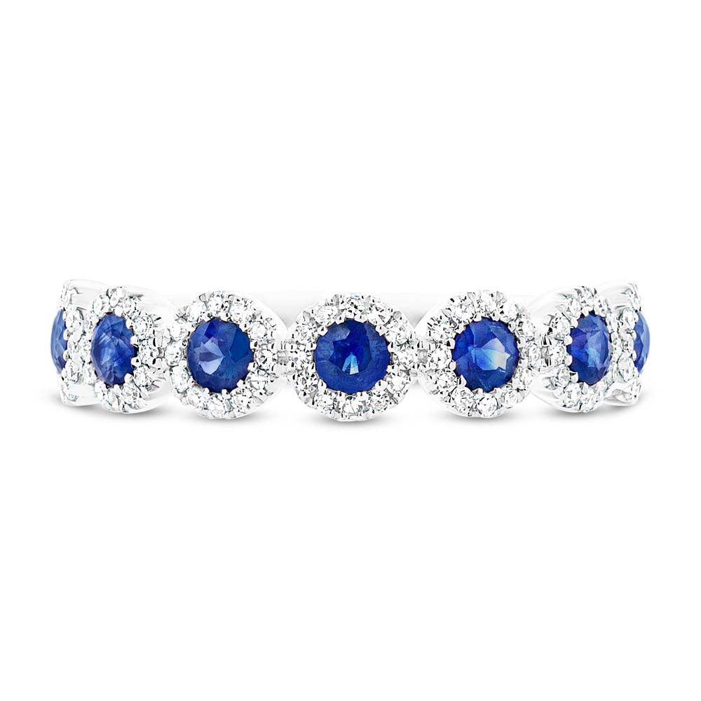 0.26Ct Diamond & 0.70Ct Blue Sapphire 14K W/G Lady's Band