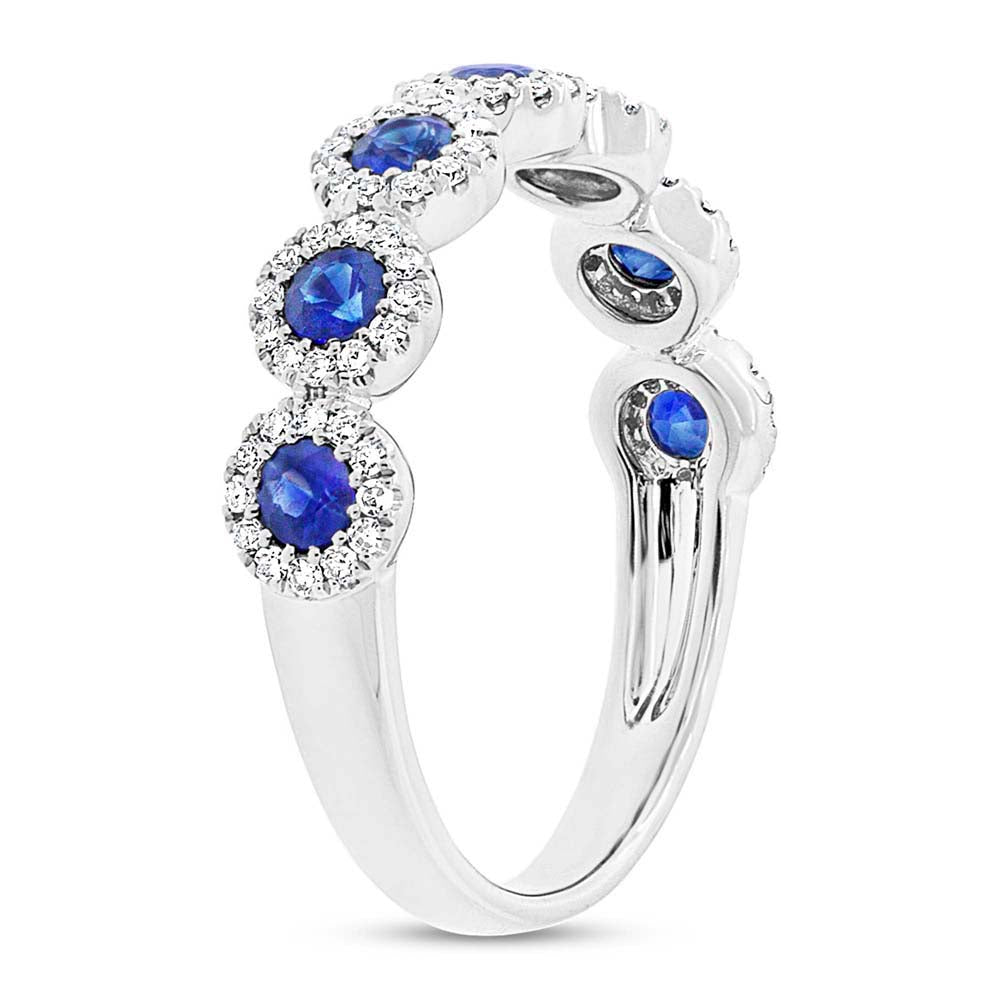 0.26Ct Diamond & 0.70Ct Blue Sapphire 14K W/G Lady's Band