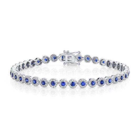 1.22Ct Diamond & 2.44Ct Blue Sapphire 14K W/G Lady's Bracelet
