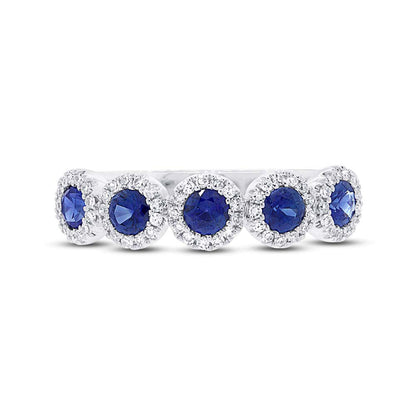 0.20Ct Diamond & 0.70Ct Blue Sapphire 14K W/G Band